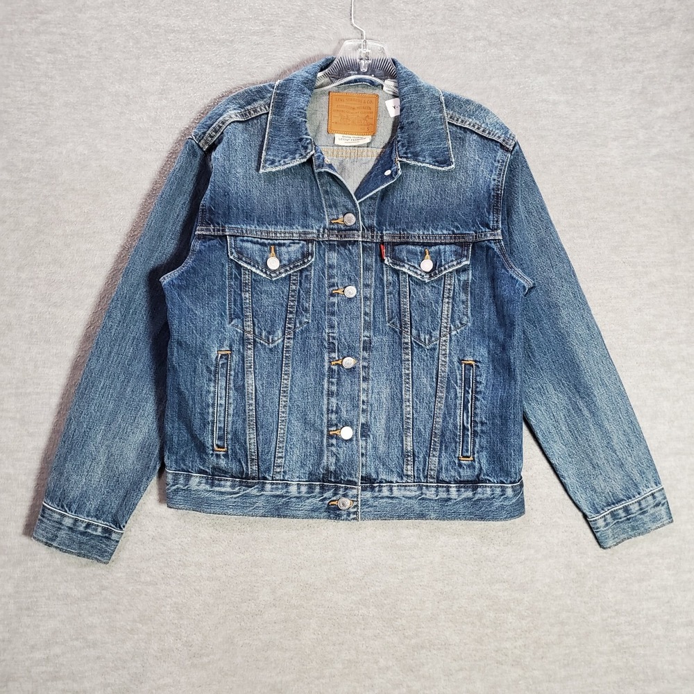 Levi's Women Jacket Small Blue Denim Trucker Babe Long Sleeve Collar